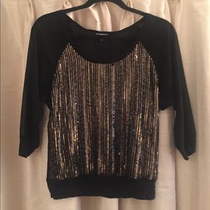 Express Sequin Quarter Sleeve Top